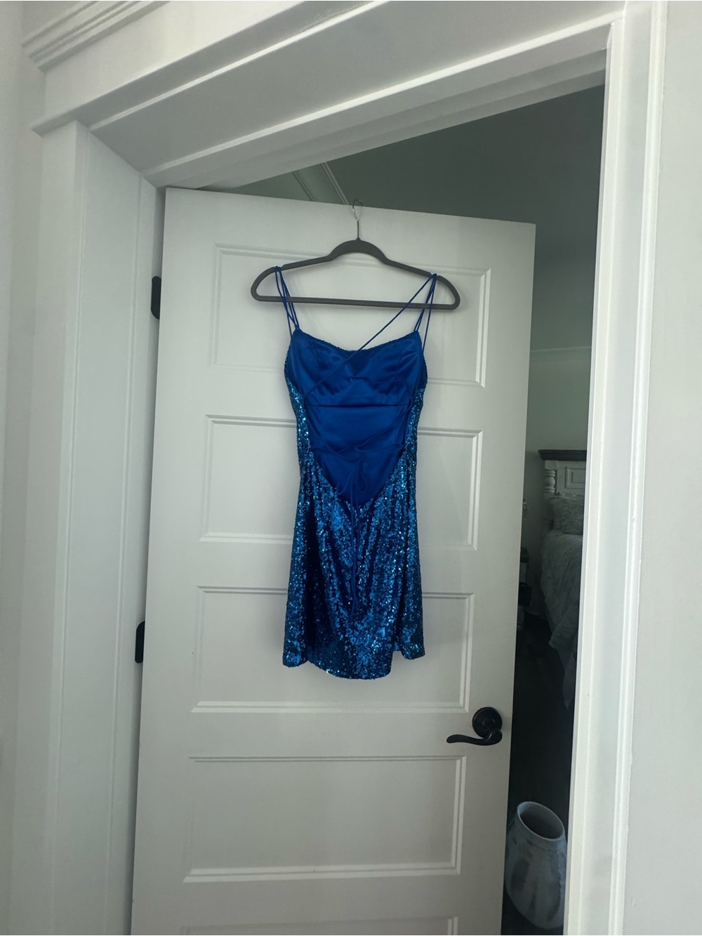 Sherri Hill Royal Blue Sequin Slip Dress